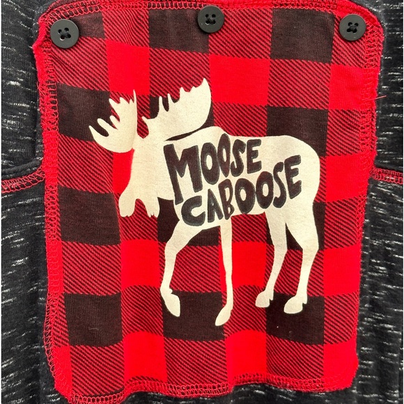 564. Lazy One Moose Caboose Kids Boys Onesie long sleeve cotton pajamas - Picture 7 of 11